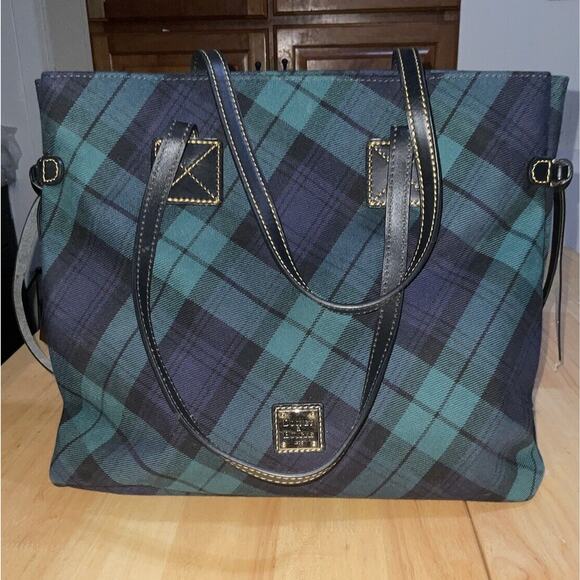 Dooney & Bourke Tartan Victoria Shoulder Bag - Green Blue Plaid - Picture 1 of 5